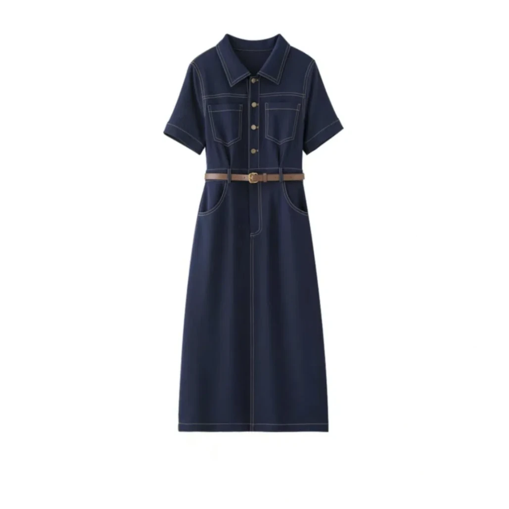 0738（赠送腰带） 夏季气质轻奢时尚休闲女士法式收腰连衣裙