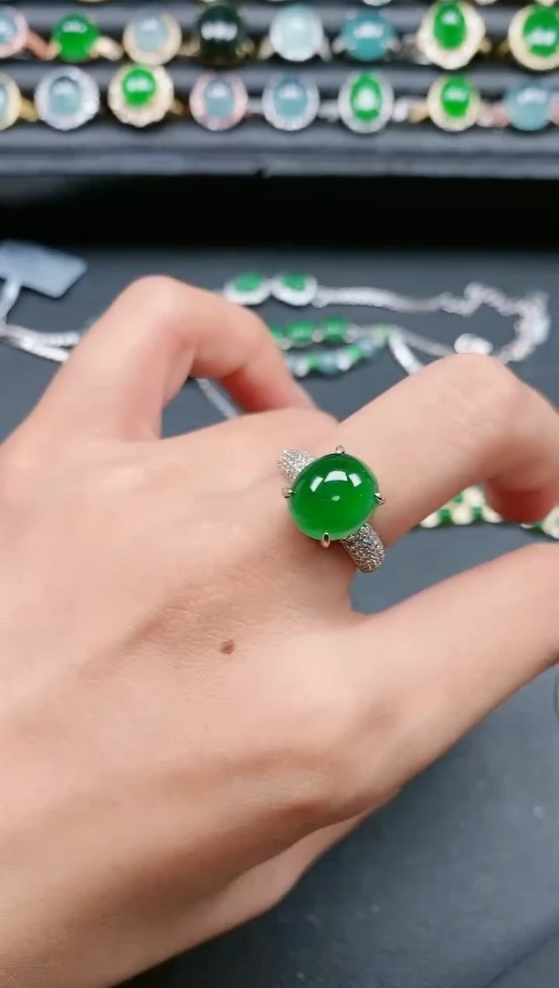 翡翠戒指银S925镶嵌1111