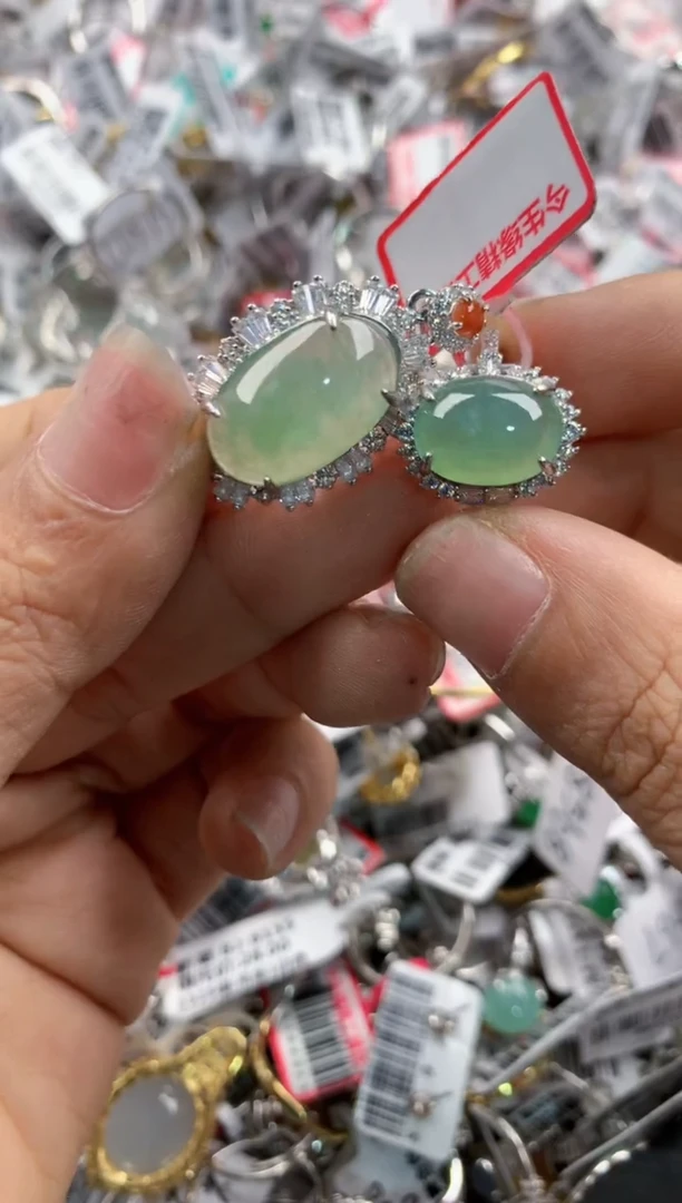 银S925镶嵌戒指翡翠13    8
