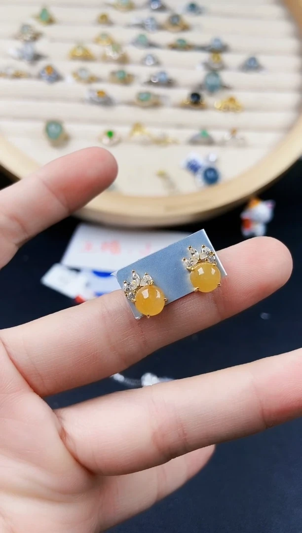 【闪购商品】翡翠耳饰银S925镶嵌4565464