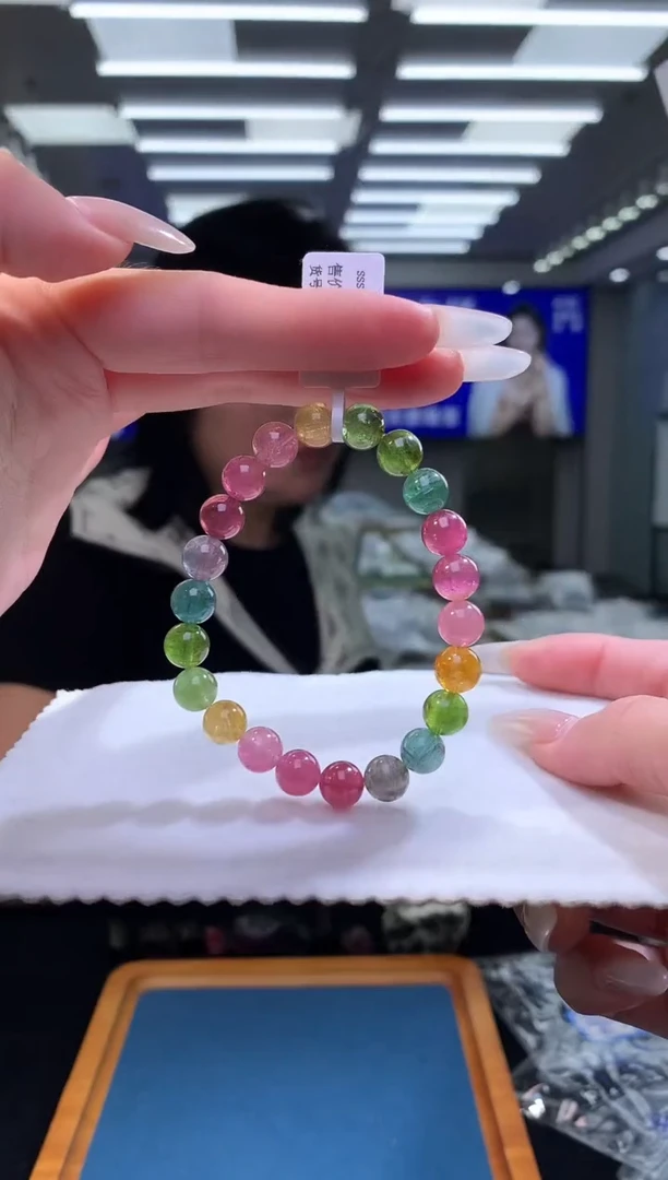 手链未镶嵌碧玺彩虹碧玺单圈8D