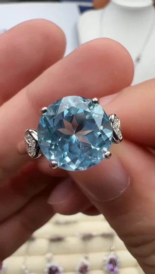 银S925镶嵌戒指托帕石69