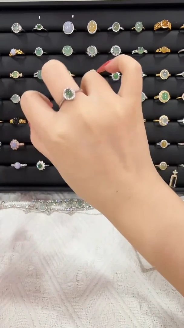 银S925镶嵌戒指翡翠009