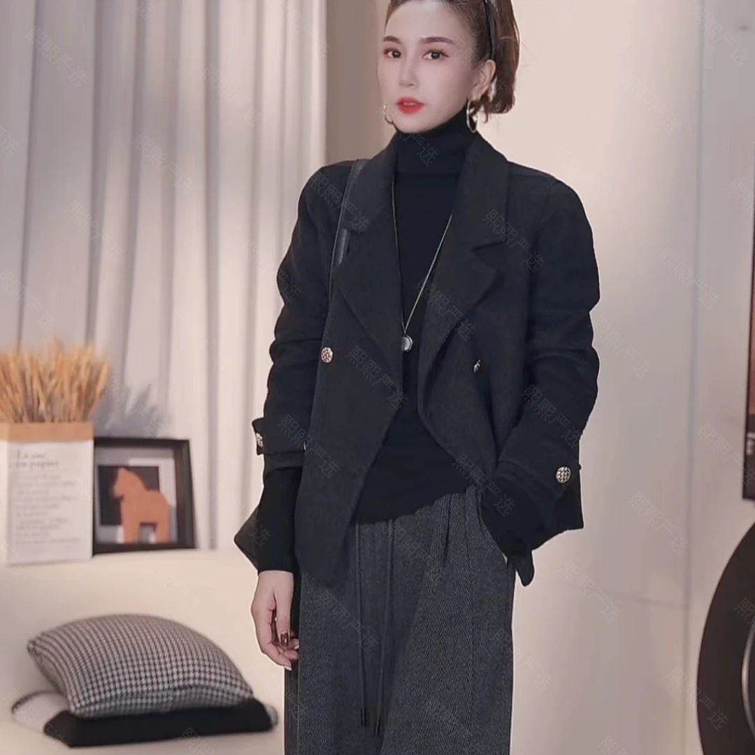 XX.YX（冬日来信）秋冬韩系休闲双面呢翻领短款外套76871（不可机洗）