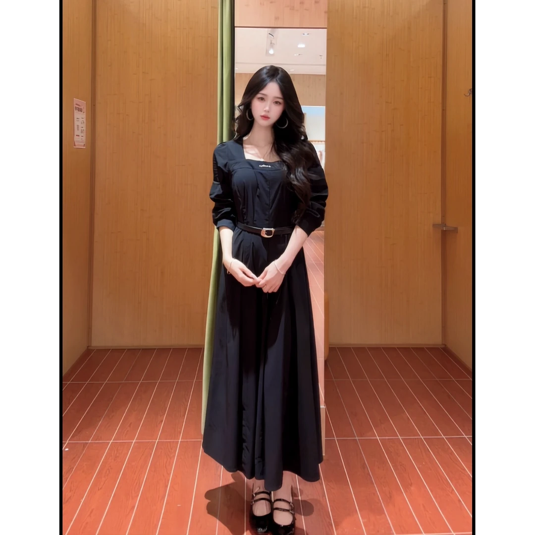 IEF/爱依服2025新款秋季优雅高级显瘦温柔女人味梭织连衣长裙