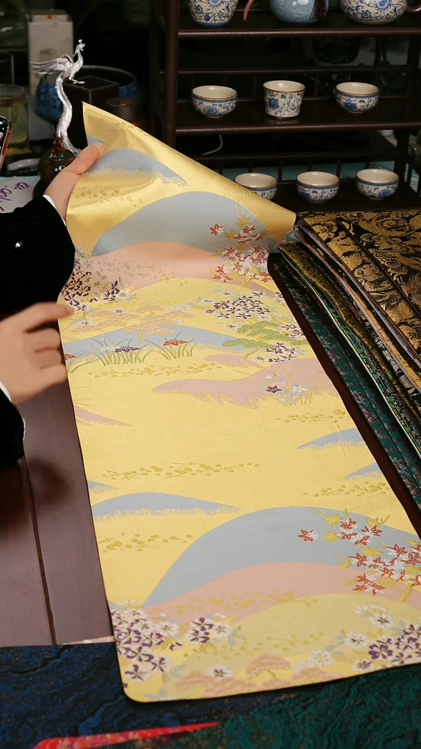 【西阵织湖光山色单面】中国风干泡织锦茶席28*100