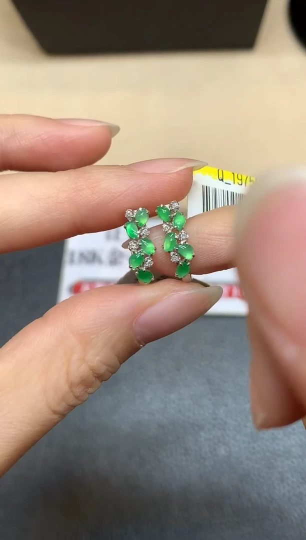 18K金镶嵌翡翠耳饰【无鉴赏期】随形【无服务费