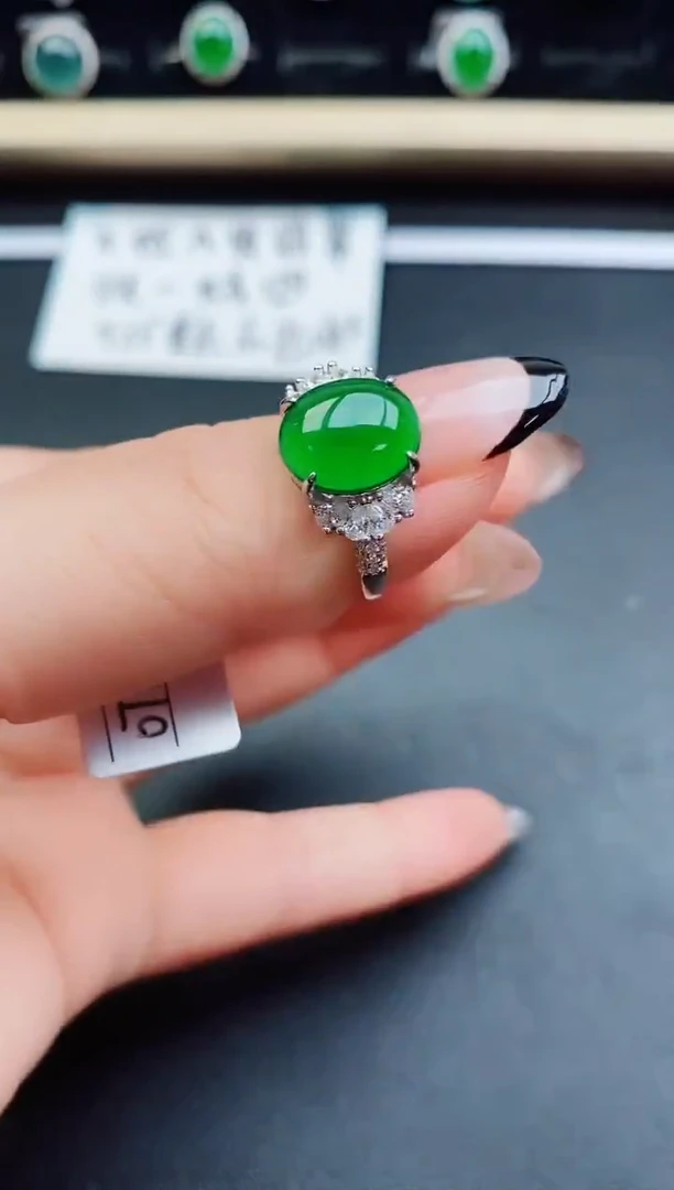 翡翠戒指银S925镶嵌058050