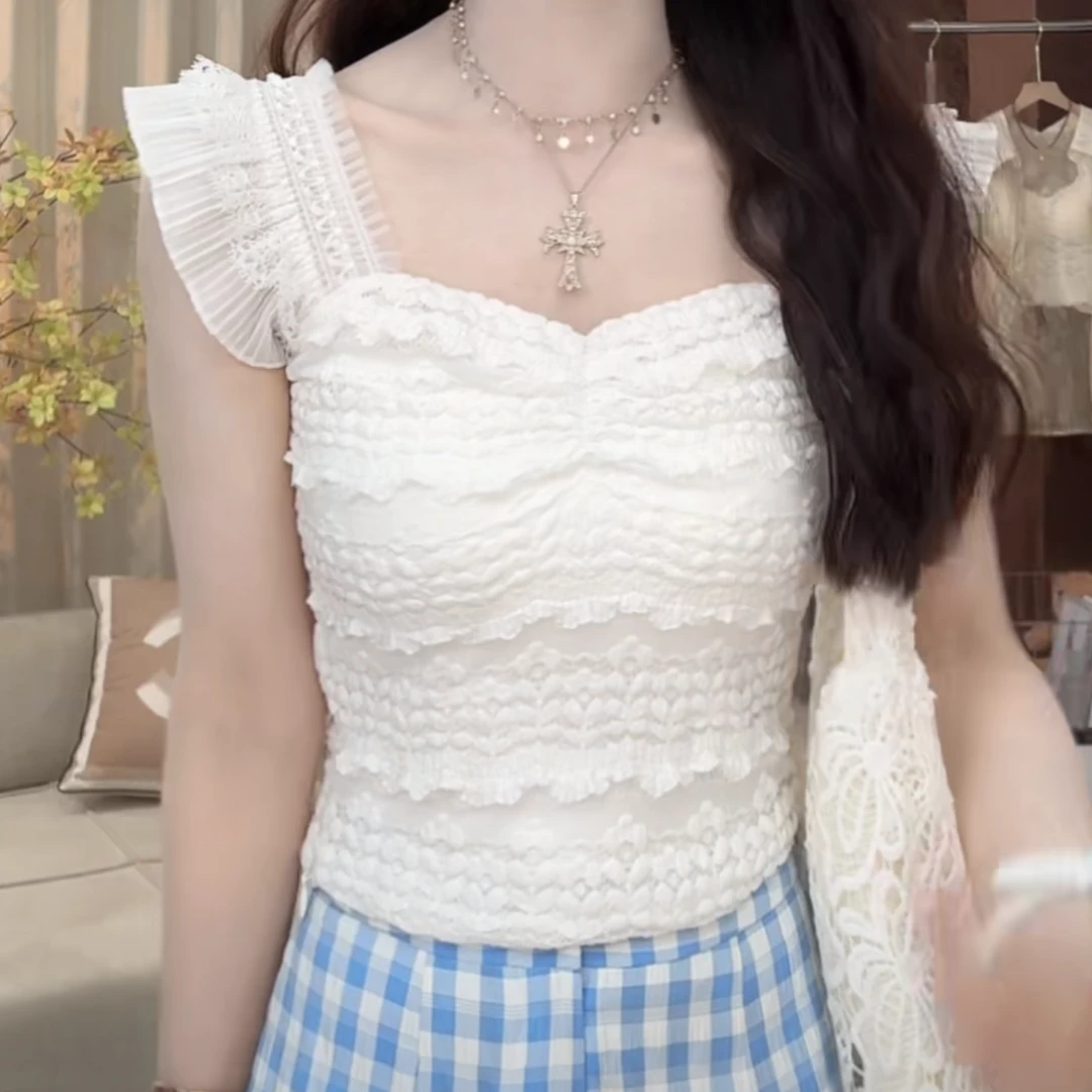 设计感茶歇通勤小飞袖吊带背心女夏季2025新款芭蕾风外穿无袖上衣