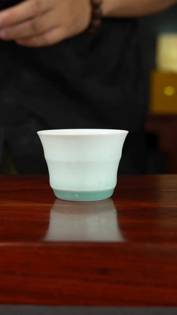 祖传窑真柴窑传承400年影青竹节杯