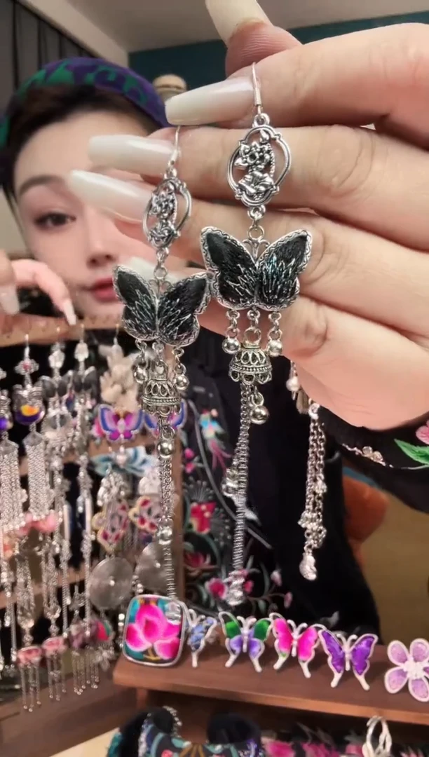 刺绣纯手工民族风刺绣耳环