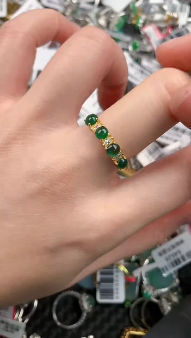 银S925镶嵌戒指翡翠222---7