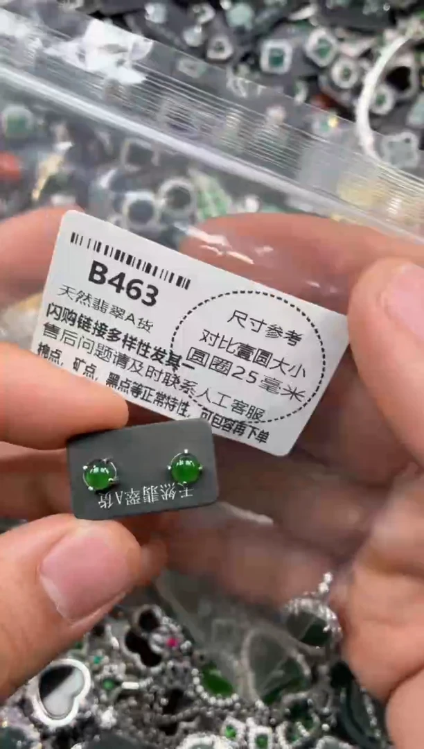 颈饰未镶嵌翡翠B463耳钉