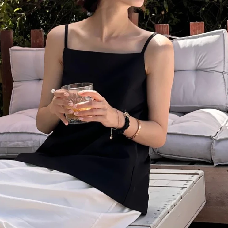 DE Mincollection一字领吊带/法式极简高密丽赛纤维A字吊带40345