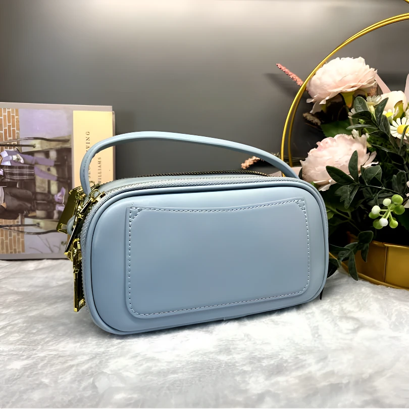 【小裴DY6001】手提包轻奢时尚百搭休闲女士斜跨质感小包包真皮蓝色