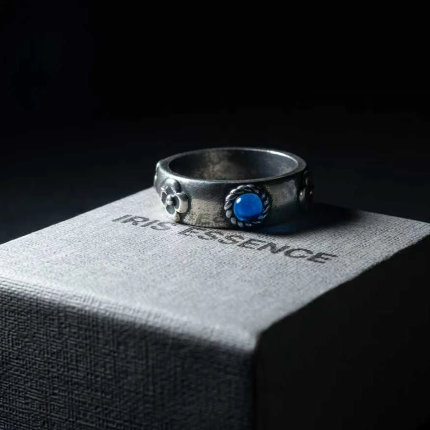 925银合成锆石戒指 【IRISESSENCE】哈尔&苏菲925情侣生日礼物复古