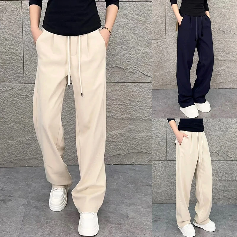 男款阔腿裤休闲裤秋季男款极简长裤纯色韩版长裤时尚宽松2025新款