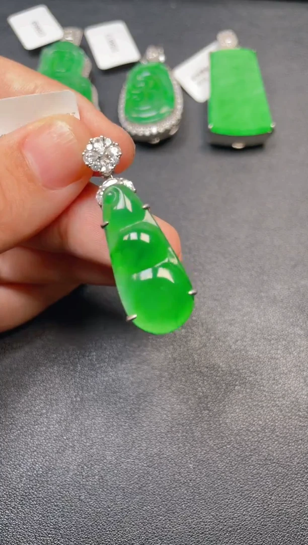 吊坠(不含链)银S925镶嵌翡翠吊坠