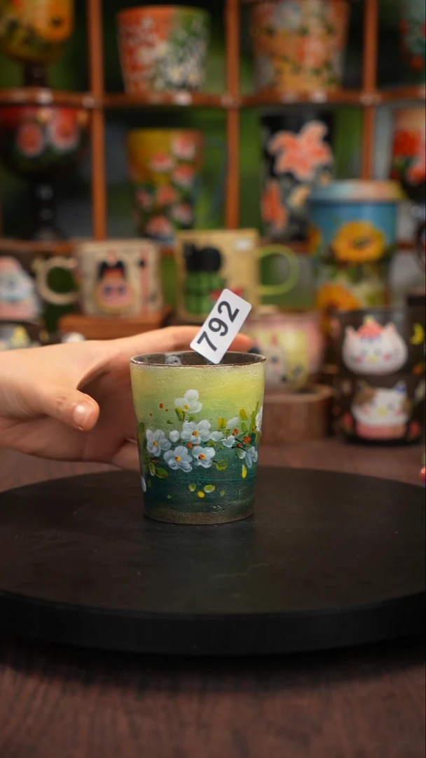 釉下手绘陶瓷紫砂杯