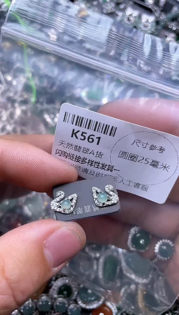 【闪购商品】翡翠颈饰未镶嵌K561耳钉