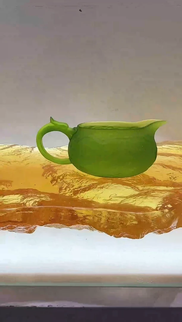 手工艺品琉璃龙凤公道杯绿色