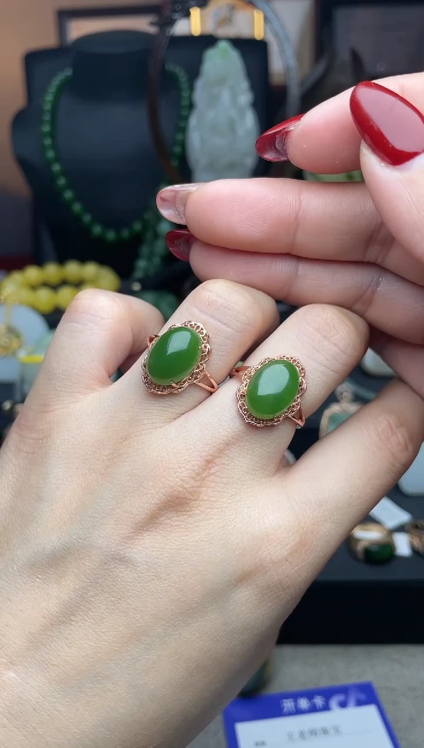 【闪购商品】和田玉戒指银S925镶嵌戒指多样性发其一b042