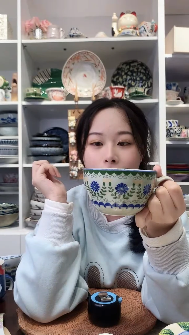 陶瓷【微瑕】绿色花园冰裂纹早餐杯