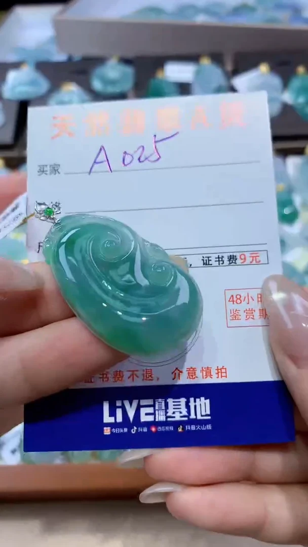 颈饰18K金镶嵌翡翠 天然翡翠A货挂件