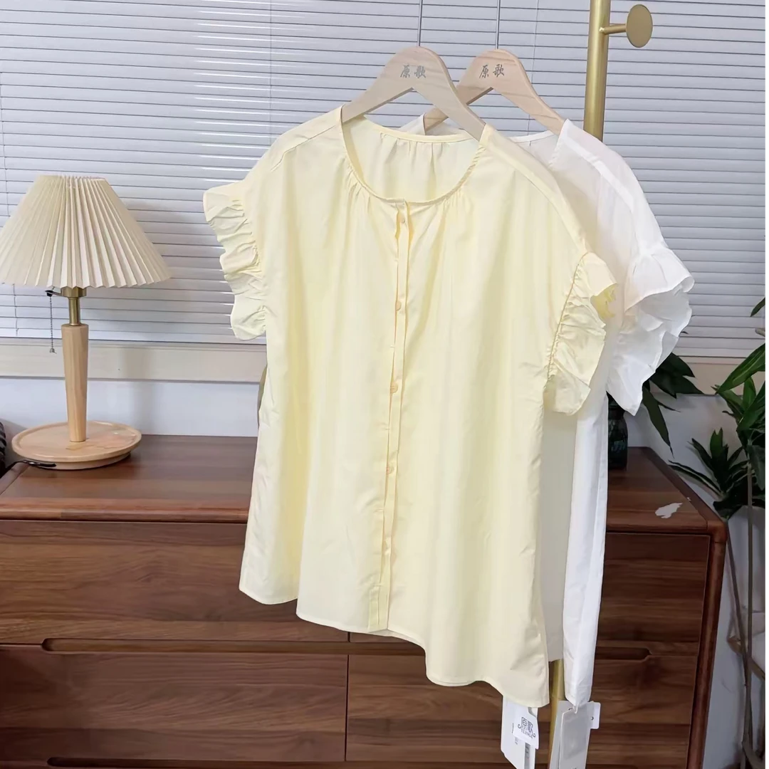 【原歌】夏季新款凉爽花边无袖圆领小衫短袖女YG753