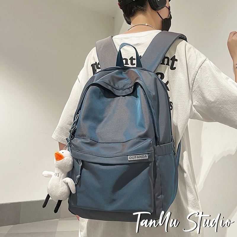 探屿潮牌大学生书包大容量电脑包背包初中生高中生休闲简约双肩包