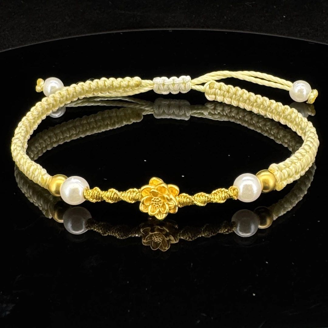 金邮送福 足金莲花 好运莲莲编绳