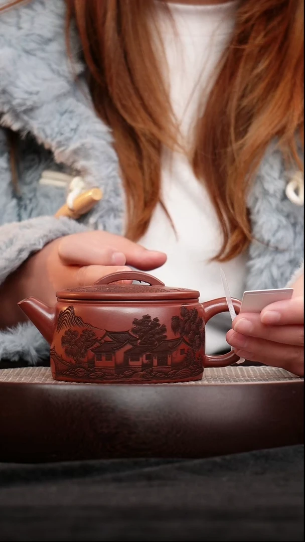 茶壶紫砂宜兴紫砂壶龙血砂汉瓦h001205
