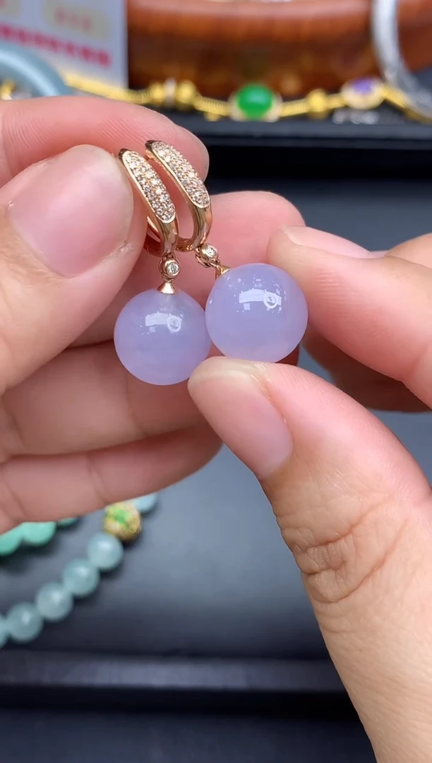 18K金镶嵌翡翠耳饰575-中国好珍宝