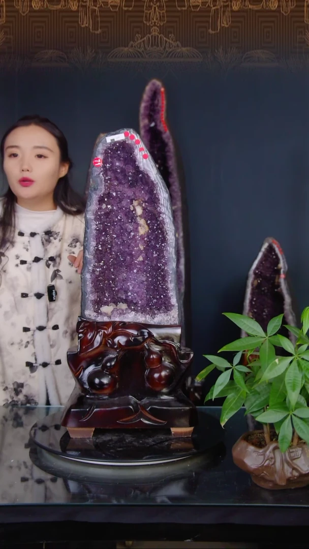石材天然紫水晶摆件