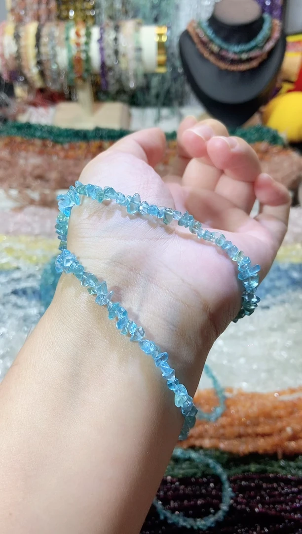 未镶嵌珠宝半成品水晶小蓝磷灰