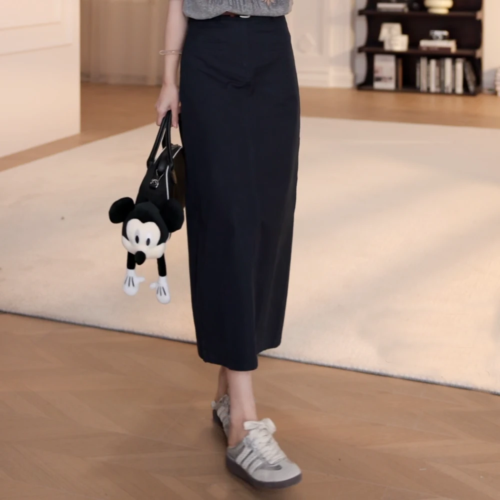 高端精致半身裙女春装新款小个子遮跨超好看长裙子藏青色a字裙潮