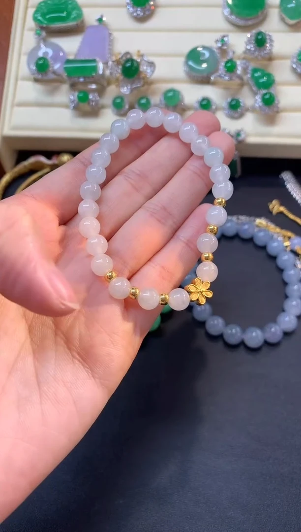 足金镶嵌手串翡翠手串|800+40