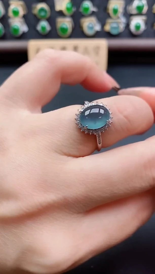 银S925镶嵌戒指翡翠1