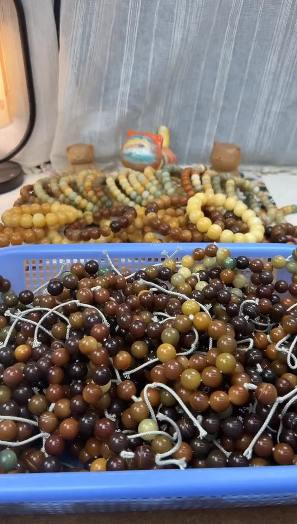 菩提根/象牙果手串13左右水磨圆珠手捻+葫芦一个2801