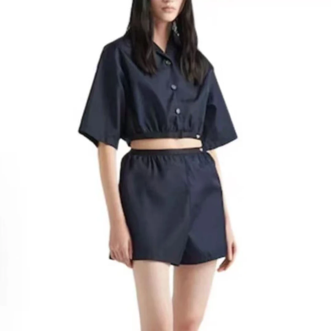 99新 Prada/普拉达 Prada 黑蓝色尼龙套装 上衣38码 裤子36码