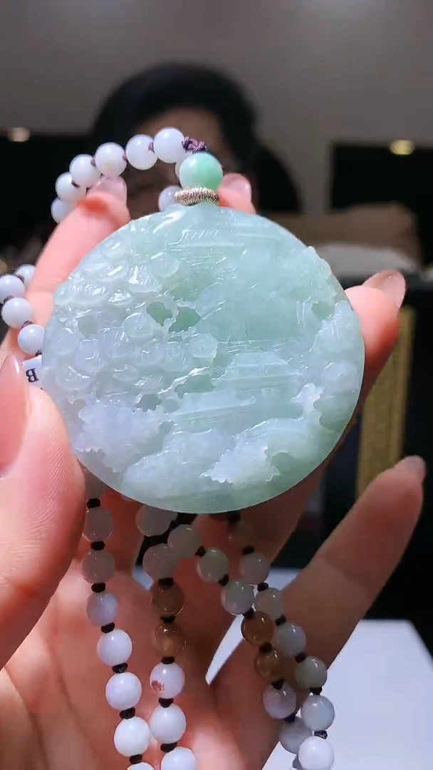 【闪购商品】定制翡翠未镶嵌1002hm-毛货挂件(赠珠链）11