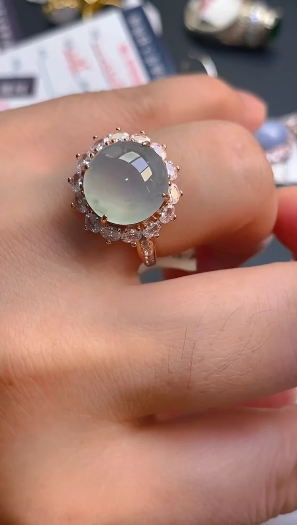 【闪购商品】翡翠耳饰银S925镶嵌天然A货翡翠1