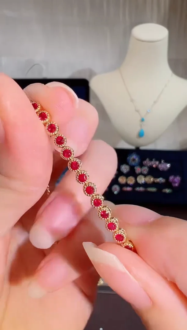 手链彩色蓝宝石18K金镶嵌BB3950-A#-Y#46