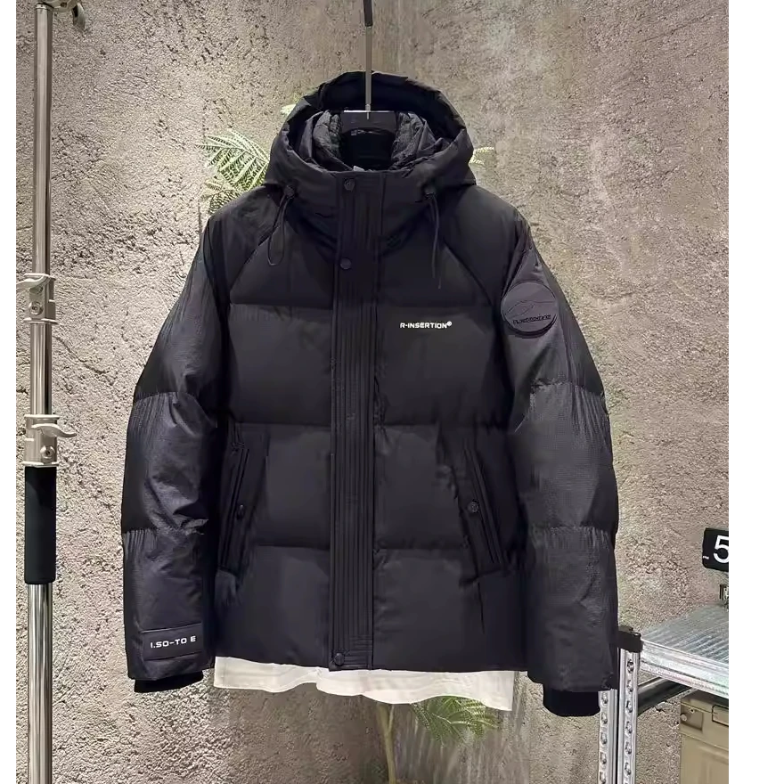 秋冬加厚连帽羽绒服外套男士三防纯色白鸭绒上衣青年宽松百搭夹克