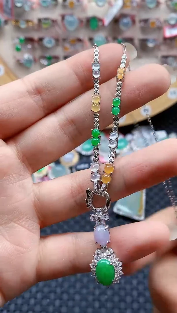 银S925镶嵌戒指翡翠天然A货缅甸翡翠