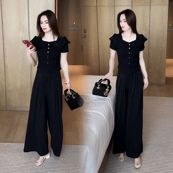 2025夏季显瘦T恤女装小众设计感方领短袖洋气质时尚小个子短上衣