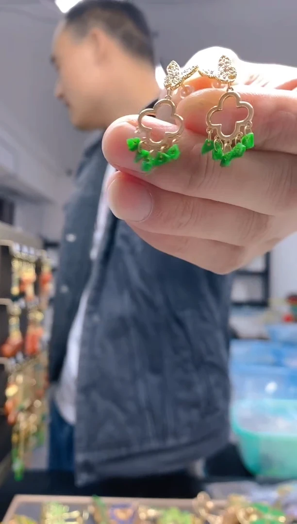 【闪购商品】翡翠耳饰合金332翡翠耳钉