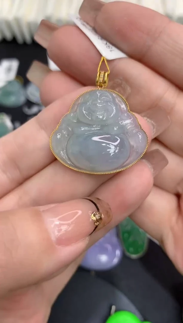 吊坠(不含链)18K金镶嵌翡翠111