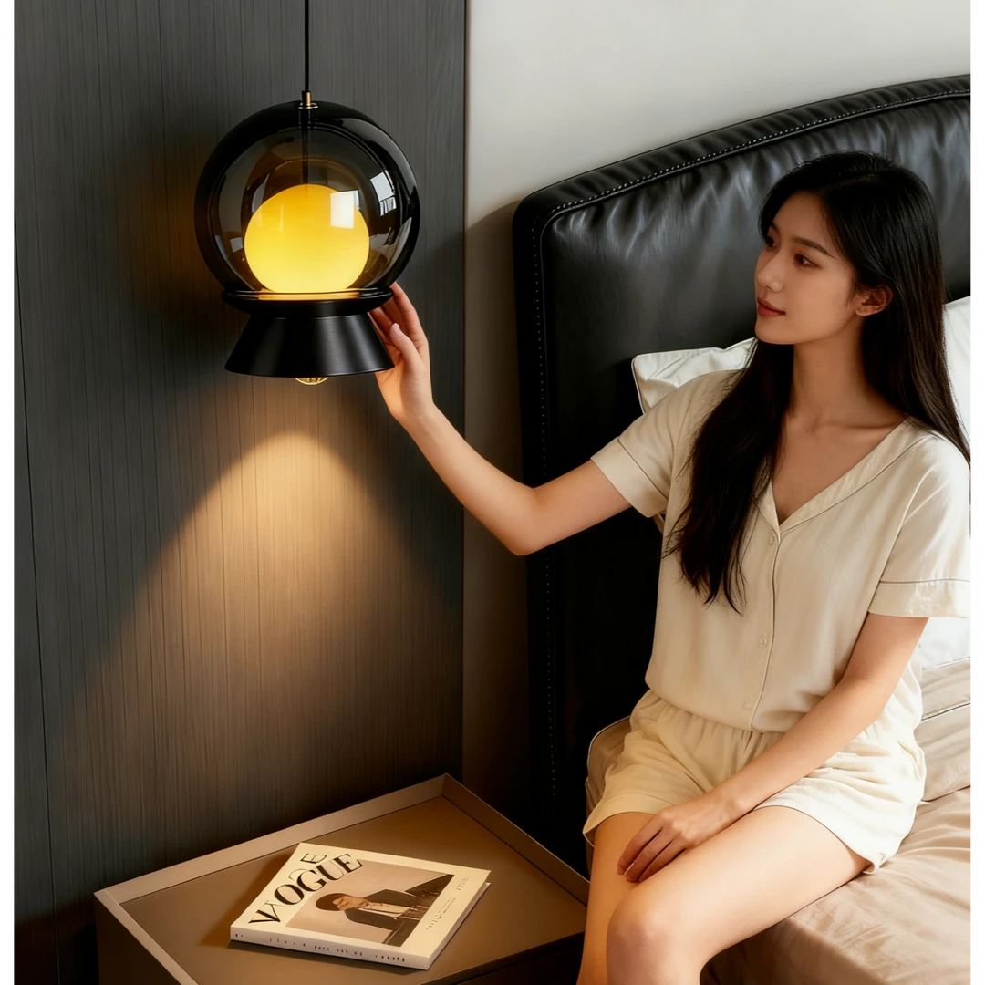 铭博新款创意现代简约可升降床头灯北欧极简高级感玄关主卧吊线灯