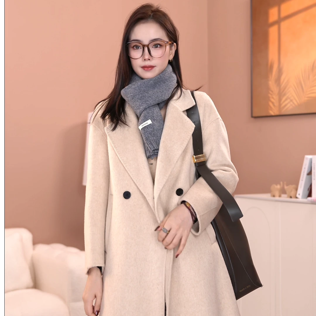 【%山羊绒大衣】8822-2025新款秋冬双面羊绒大衣外套中长款